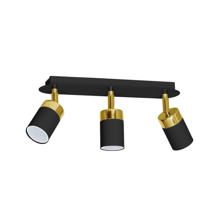Lampa sufitowa listwa natynkowa JOKER BLACK/GOLD 3xGU10 MLP6125 Milagro 3x GU10 34cm Spot oprawa oświetleniowa nowoczesna ścienna Industrialna Loft nawierzchniowa metal czarny czarna złoty czarno złota Inspiracje Premium