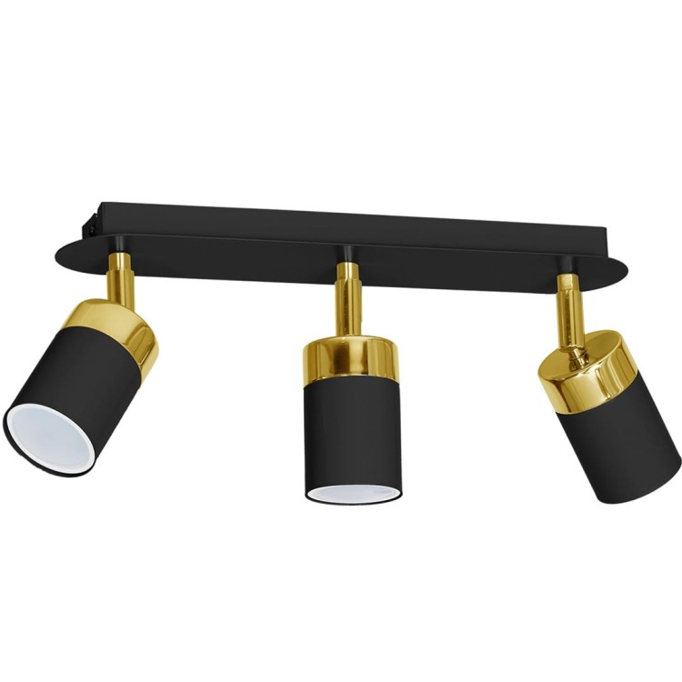 Lampa sufitowa listwa natynkowa JOKER BLACK/GOLD 3xGU10 MLP6125 Milagro 3x GU10 34cm Spot oprawa oświetleniowa nowoczesna ścienna Industrialna Loft nawierzchniowa metal czarny czarna złoty czarno złota Inspiracje Premium