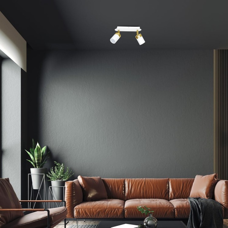 Lampa sufitowa listwa natynkowa JOKER WHITE/GOLD 2xGU10 MLP6129 Milagro 2x GU10 24cm Spot oprawa oświetleniowa nowoczesna ścienna Industrialna Loft nawierzchniowa metal biały biała złoty biało złota Inspiracje Premium