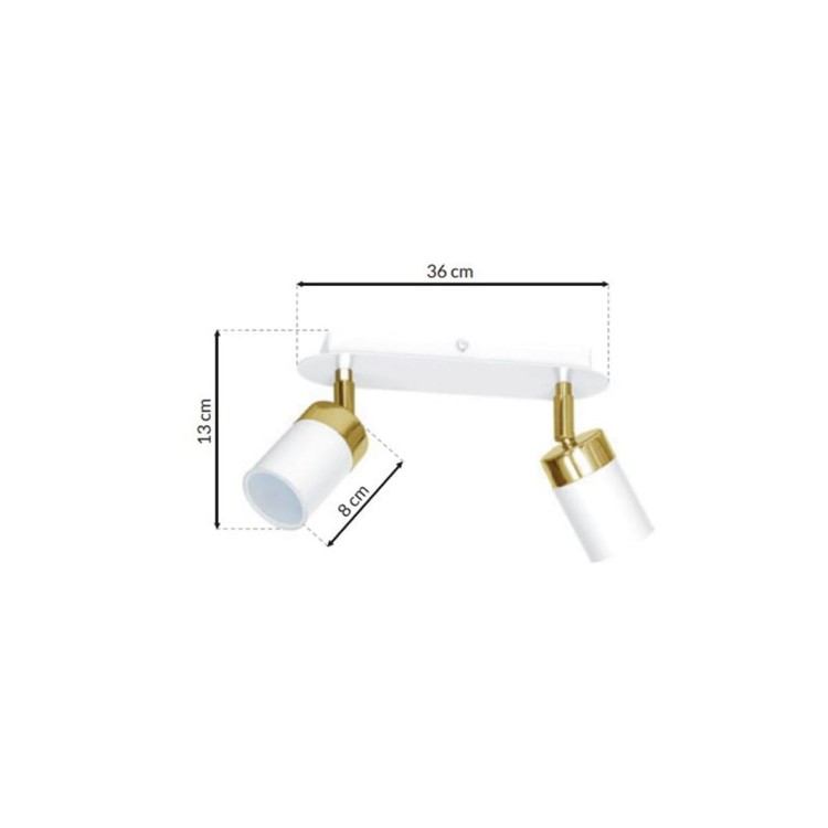 Lampa sufitowa listwa natynkowa JOKER WHITE/GOLD 2xGU10 MLP6129 Milagro 2x GU10 24cm Spot oprawa oświetleniowa nowoczesna ścienna Industrialna Loft nawierzchniowa metal biały biała złoty biało złota Inspiracje Premium