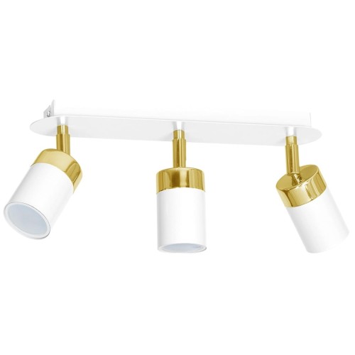 Lampa sufitowa listwa natynkowa JOKER WHITE/GOLD 3xGU10 MLP6130 Milagro 3x GU10 34cm Spot oprawa oświetleniowa nowoczesna ścienna Industrialna Loft nawierzchniowa metal biały biała złoty biało złota Inspiracje Premium