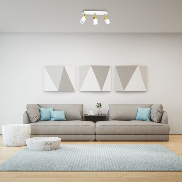 Lampa sufitowa listwa natynkowa JOKER WHITE/GOLD 3xGU10 MLP6130 Milagro 3x GU10 34cm Spot oprawa oświetleniowa nowoczesna ścienna Industrialna Loft nawierzchniowa metal biały biała złoty biało złota Inspiracje Premium