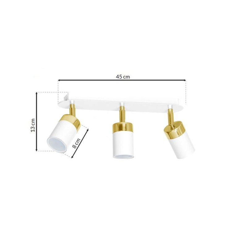 Lampa sufitowa listwa natynkowa JOKER WHITE/GOLD 3xGU10 MLP6130 Milagro 3x GU10 34cm Spot oprawa oświetleniowa nowoczesna ścienna Industrialna Loft nawierzchniowa metal biały biała złoty biało złota Inspiracje Premium