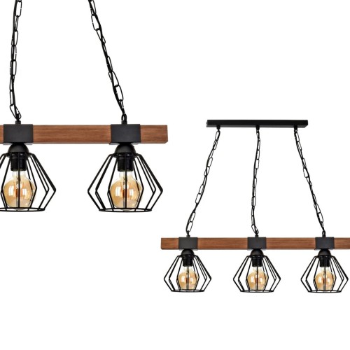 Lampa wisząca ULF BLACK/WOOD 3xE27 MLP6193 Milagro