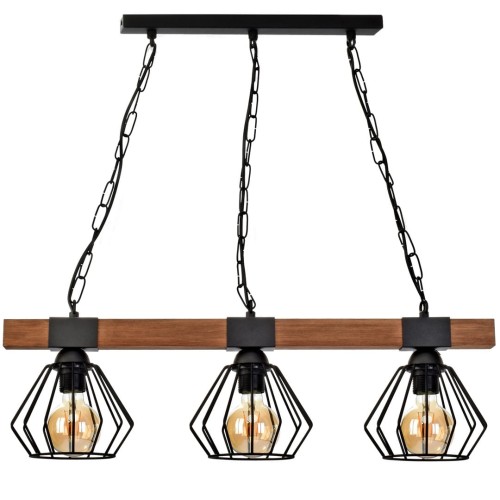 Lampa wisząca ULF BLACK/WOOD 3xE27 MLP6193 Milagro