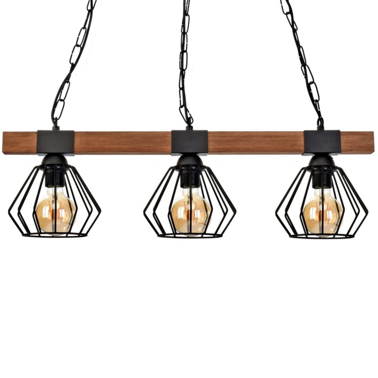 Lampa wisząca ULF BLACK/WOOD 3xE27 MLP6193 Milagro