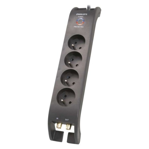 Listwa zasilająca przeciwprzepięciowa P54020 Philips 4 gniazd 2m czarna