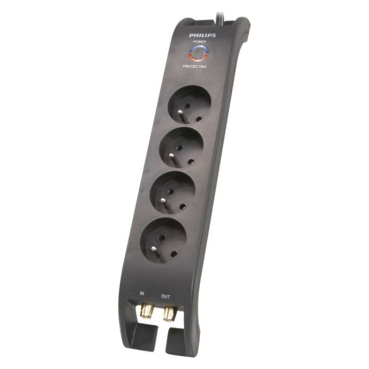 Listwa zasilająca przeciwprzepięciowa P54020 Philips 4 gniazd 2m czarna