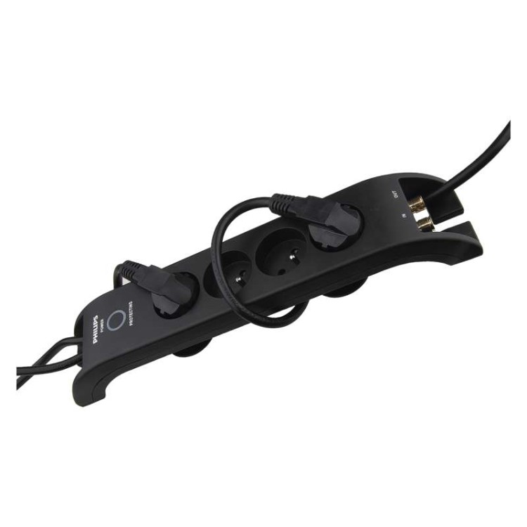 Listwa zasilająca przeciwprzepięciowa P54020 Philips 4 gniazd 2m czarna