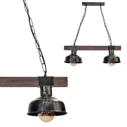 Lampa wisząca FARO BLACK/WOOD 2xE27 MLP6242 Milagro