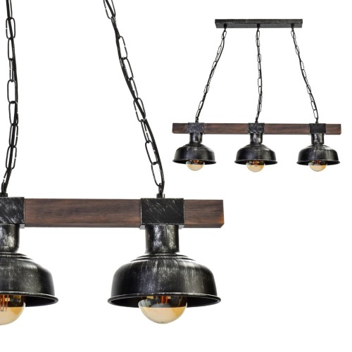 Lampa wisząca FARO BLACK/WOOD 3xE27 MLP6243 Milagro