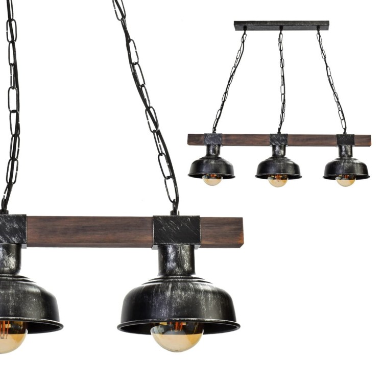 Lampa wisząca FARO BLACK/WOOD 3xE27 MLP6243 Milagro