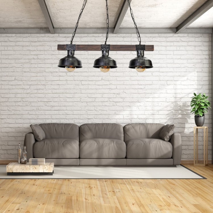 Lampa wisząca FARO BLACK/WOOD 3xE27 MLP6243 Milagro