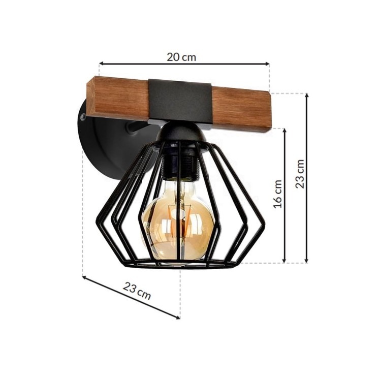 Kinkiet ULF BLACK/WOOD 1xE27 60W MLP6250 Milagro