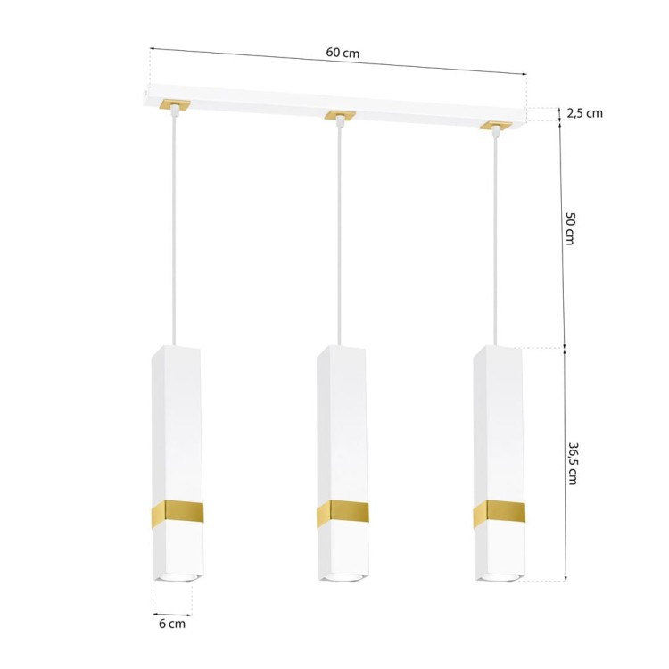 Lampa wisząca VIDAR WHITE/GOLD 3xGU10 MLP6276 Milagro