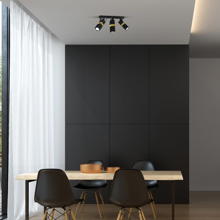 Lampa sufitowa VIDAR BLACK/GOLD 3xGU10 MLP6278 Milagro