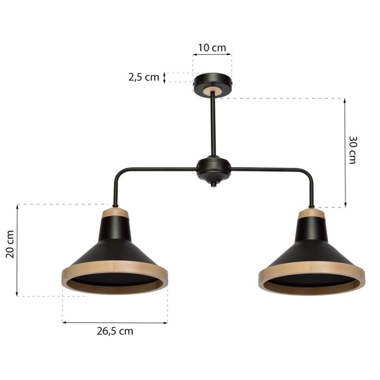 Lampa sufitowa SALMA BLACK / WOOD 2xE27 MLP6296 Milagro