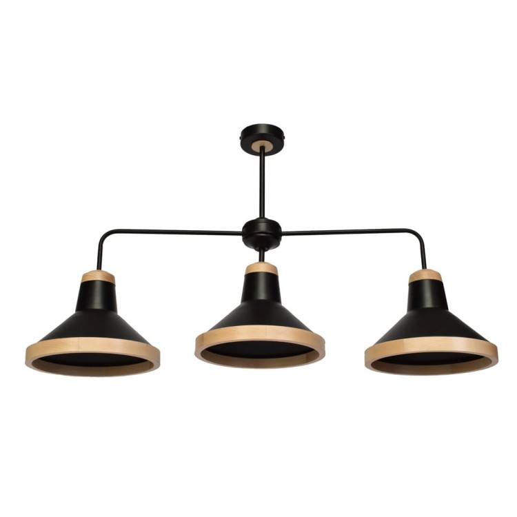 Lampa sufitowa SALMA BLACK / WOOD 3xE27 MLP6297 Milagro