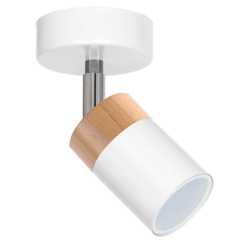 Lampa ścienno-sufitowa Kinkiet Industrialny Spot JOKER WHITE/WOOD 1xGU10 MLP6299 Milagro 1x GU10 Loft nowoczesny metalowy sufitowa ścienna biały biała drewno biało drewniany pojedynczy Inspiracje Premium