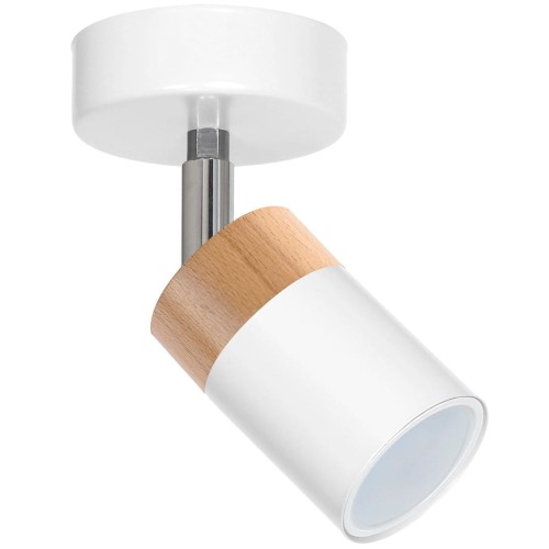 Lampa ścienno-sufitowa Kinkiet Industrialny Spot JOKER WHITE/WOOD 1xGU10 MLP6299 Milagro 1x GU10 Loft nowoczesny metalowy sufitowa ścienna biały biała drewno biało drewniany pojedynczy Inspiracje Premium