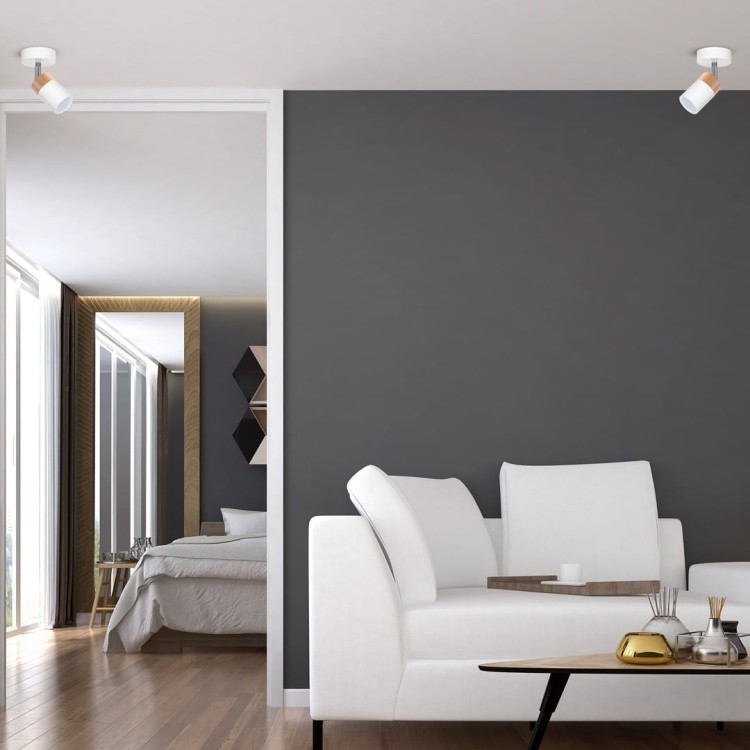 Lampa ścienno-sufitowa Kinkiet Industrialny Spot JOKER WHITE/WOOD 1xGU10 MLP6299 Milagro 1x GU10 Loft nowoczesny metalowy sufitowa ścienna biały biała drewno biało drewniany pojedynczy Inspiracje Premium