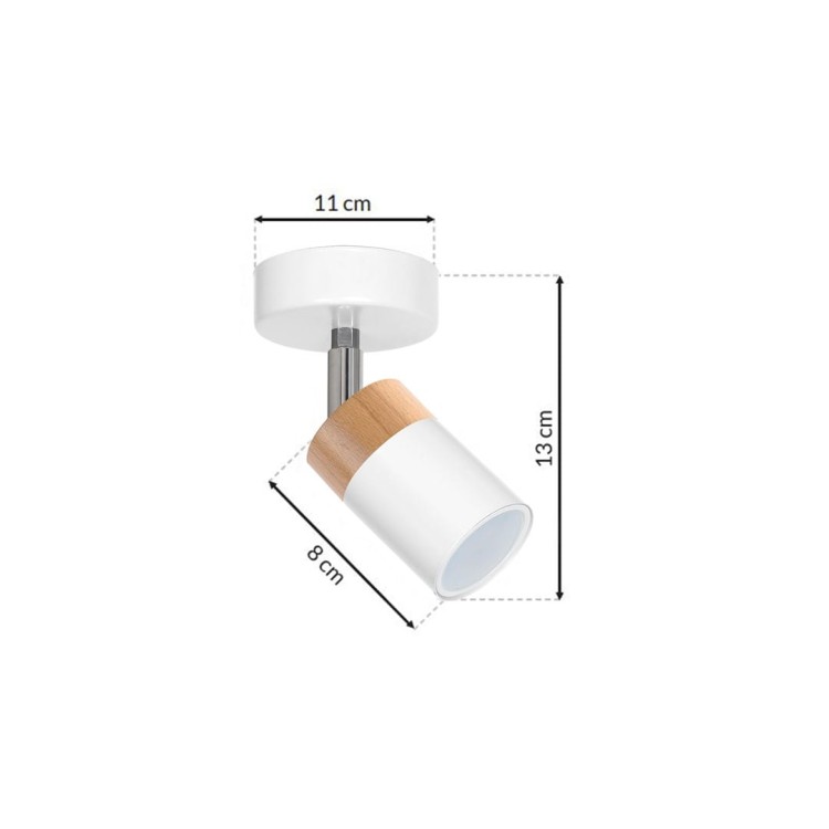 Lampa ścienno-sufitowa Kinkiet Industrialny Spot JOKER WHITE/WOOD 1xGU10 MLP6299 Milagro 1x GU10 Loft nowoczesny metalowy sufitowa ścienna biały biała drewno biało drewniany pojedynczy Inspiracje Premium