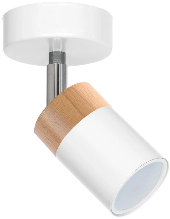 Lampa ścienno-sufitowa Kinkiet Industrialny Spot JOKER WHITE/WOOD 1xGU10 MLP6299 Milagro 1x GU10 Loft nowoczesny metalowy sufitowa ścienna biały biała drewno biało drewniany pojedynczy Inspiracje Premium