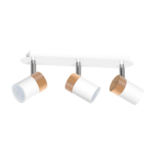 Lampa sufitowa listwa natynkowa JOKER WHITE/WOOD 3xGU10 MLP6300 Milagro 3x GU10 34cm Spot oprawa oświetleniowa nowoczesna ścienna Industrialna Loft nawierzchniowa metal biały biała drewno biało drewniana Inspiracje Premium