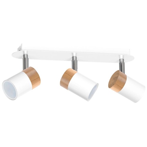 Lampa sufitowa listwa natynkowa JOKER WHITE/WOOD 3xGU10 MLP6300 Milagro 3x GU10 34cm Spot oprawa oświetleniowa nowoczesna ścienna Industrialna Loft nawierzchniowa metal biały biała drewno biało drewniana Inspiracje Premium