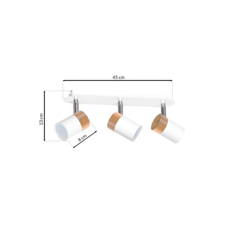 Lampa sufitowa listwa natynkowa JOKER WHITE/WOOD 3xGU10 MLP6300 Milagro 3x GU10 34cm Spot oprawa oświetleniowa nowoczesna ścienna Industrialna Loft nawierzchniowa metal biały biała drewno biało drewniana Inspiracje Premium
