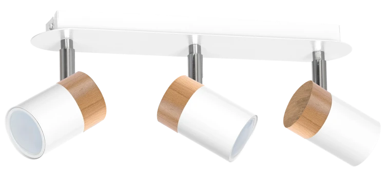 Lampa sufitowa listwa natynkowa JOKER WHITE/WOOD 3xGU10 MLP6300 Milagro 3x GU10 34cm Spot oprawa oświetleniowa nowoczesna ścienna Industrialna Loft nawierzchniowa metal biały biała drewno biało drewniana Inspiracje Premium