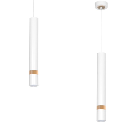 Lampa sufitowa wisząca natynkowa JOKER WHITE/WOOD 1xGU10 MLP6301 Milagro 1x GU10 50-90cm Spot oprawa oświetleniowa nowoczesna Industrialna Loft nawierzchniowa metal zwis biały biała drewno biało drewniany Inspiracje Premium