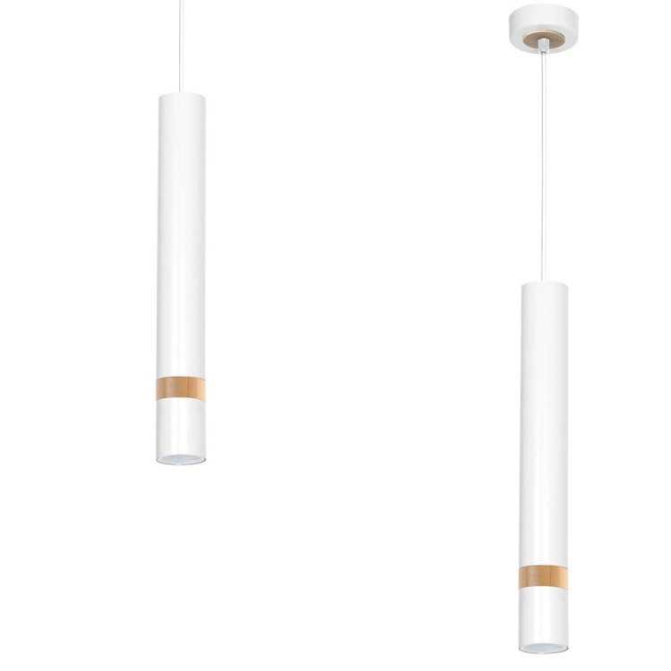 Lampa sufitowa wisząca natynkowa JOKER WHITE/WOOD 1xGU10 MLP6301 Milagro 1x GU10 50-90cm Spot oprawa oświetleniowa nowoczesna Industrialna Loft nawierzchniowa metal zwis biały biała drewno biało drewniany Inspiracje Premium