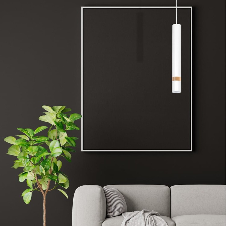 Lampa sufitowa wisząca natynkowa JOKER WHITE/WOOD 1xGU10 MLP6301 Milagro 1x GU10 50-90cm Spot oprawa oświetleniowa nowoczesna Industrialna Loft nawierzchniowa metal zwis biały biała drewno biało drewniany Inspiracje Premium