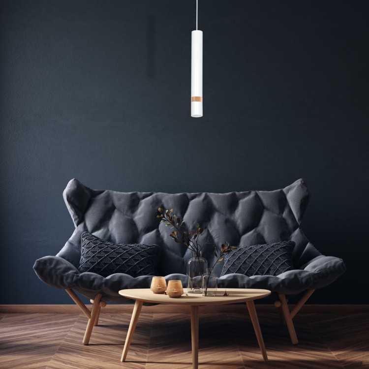 Lampa sufitowa wisząca natynkowa JOKER WHITE/WOOD 1xGU10 MLP6301 Milagro 1x GU10 50-90cm Spot oprawa oświetleniowa nowoczesna Industrialna Loft nawierzchniowa metal zwis biały biała drewno biało drewniany Inspiracje Premium