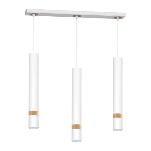 Lampa sufitowa wisząca natynkowa JOKER WHITE/WOOD 3xGU10 MLP6302 Milagro 3x GU10 60cm Spot oprawa oświetleniowa nowoczesna Industrialna Loft nawierzchniowa metal zwis biały biała drewno biało drewniana Inspiracje Premium