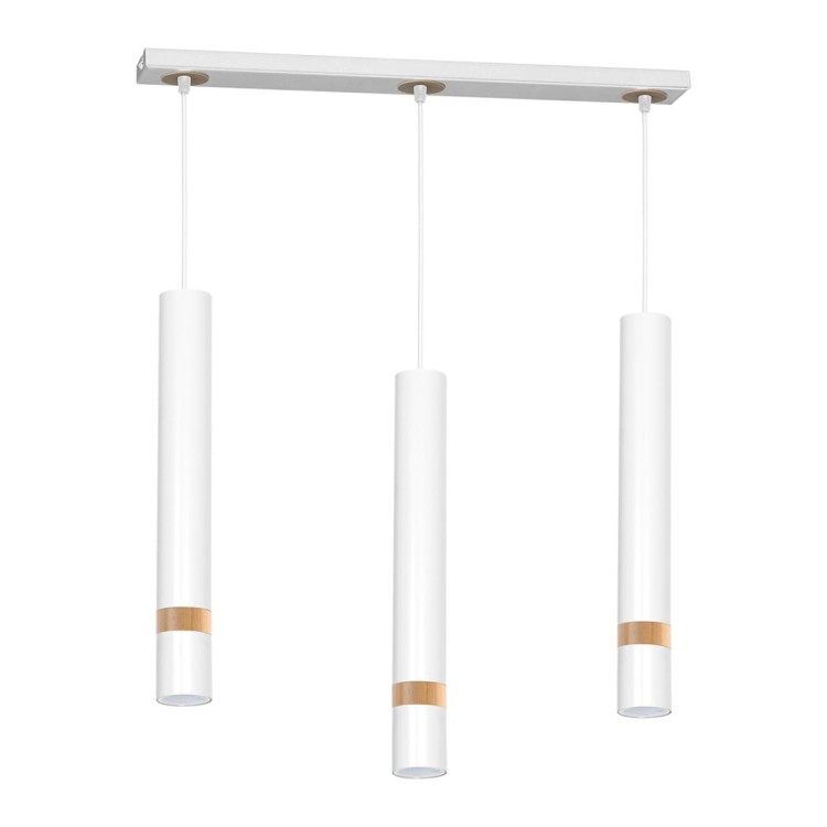 Lampa sufitowa wisząca natynkowa JOKER WHITE/WOOD 3xGU10 MLP6302 Milagro 3x GU10 60cm Spot oprawa oświetleniowa nowoczesna Industrialna Loft nawierzchniowa metal zwis biały biała drewno biało drewniana Inspiracje Premium