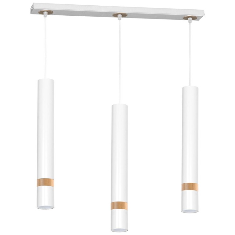 Lampa sufitowa wisząca natynkowa JOKER WHITE/WOOD 3xGU10 MLP6302 Milagro 3x GU10 60cm Spot oprawa oświetleniowa nowoczesna Industrialna Loft nawierzchniowa metal zwis biały biała drewno biało drewniana Inspiracje Premium