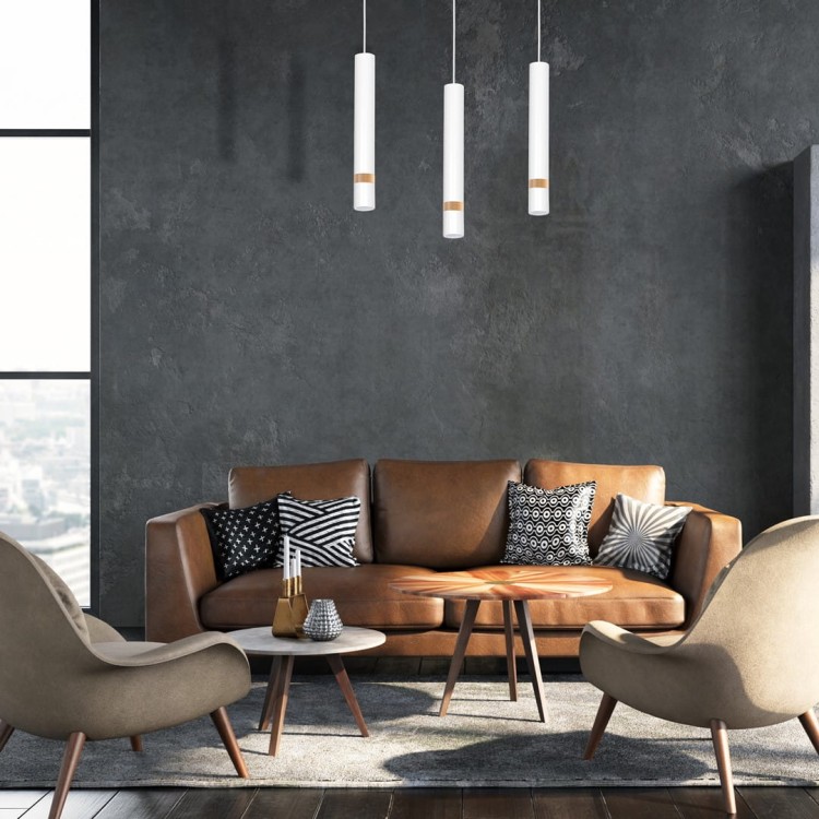 Lampa sufitowa wisząca natynkowa JOKER WHITE/WOOD 3xGU10 MLP6302 Milagro 3x GU10 60cm Spot oprawa oświetleniowa nowoczesna Industrialna Loft nawierzchniowa metal zwis biały biała drewno biało drewniana Inspiracje Premium
