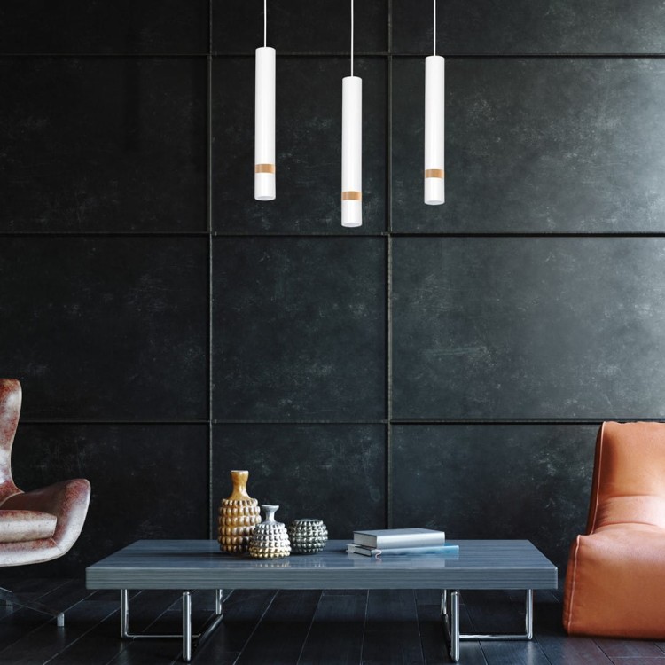Lampa sufitowa wisząca natynkowa JOKER WHITE/WOOD 3xGU10 MLP6302 Milagro 3x GU10 60cm Spot oprawa oświetleniowa nowoczesna Industrialna Loft nawierzchniowa metal zwis biały biała drewno biało drewniana Inspiracje Premium