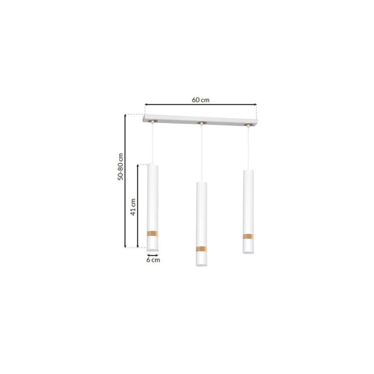 Lampa sufitowa wisząca natynkowa JOKER WHITE/WOOD 3xGU10 MLP6302 Milagro 3x GU10 60cm Spot oprawa oświetleniowa nowoczesna Industrialna Loft nawierzchniowa metal zwis biały biała drewno biało drewniana Inspiracje Premium