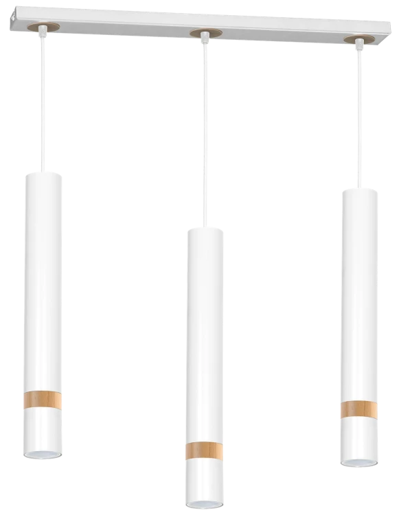 Lampa sufitowa wisząca natynkowa JOKER WHITE/WOOD 3xGU10 MLP6302 Milagro 3x GU10 60cm Spot oprawa oświetleniowa nowoczesna Industrialna Loft nawierzchniowa metal zwis biały biała drewno biało drewniana Inspiracje Premium