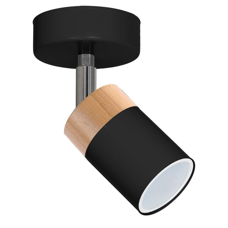 Lampa ścienno-sufitowa Kinkiet Industrialny Spot JOKER BLACK/WOOD 1xGU10 MLP6303 Milagro 1x GU10 Loft nowoczesny metalowy sufitowa ścienna czarny czarna drewno czarno drewniany pojedynczy Inspiracje Premium