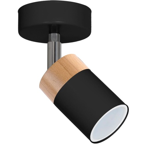 Lampa ścienno-sufitowa Kinkiet Industrialny Spot JOKER BLACK/WOOD 1xGU10 MLP6303 Milagro 1x GU10 Loft nowoczesny metalowy sufitowa ścienna czarny czarna drewno czarno drewniany pojedynczy Inspiracje Premium