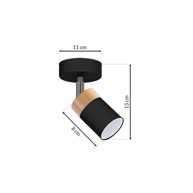 Lampa ścienno-sufitowa Kinkiet Industrialny Spot JOKER BLACK/WOOD 1xGU10 MLP6303 Milagro 1x GU10 Loft nowoczesny metalowy sufitowa ścienna czarny czarna drewno czarno drewniany pojedynczy Inspiracje Premium
