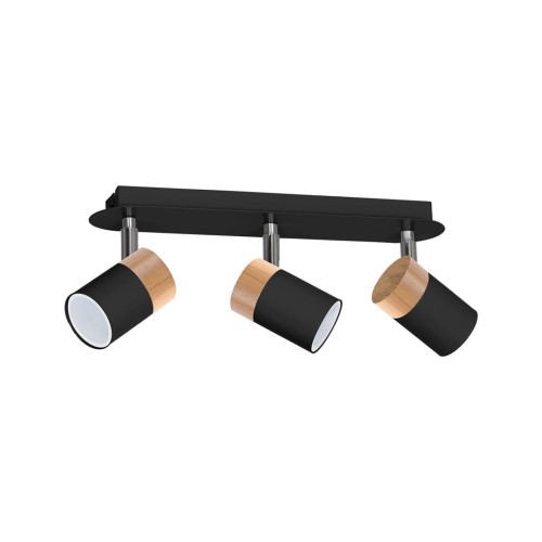 Lampa sufitowa listwa natynkowa JOKER BLACK/WOOD 3xGU10 MLP6304 Milagro 3x GU10 34cm Spot oprawa oświetleniowa nowoczesna ścienna Industrialna Loft nawierzchniowa metal czarny czarna drewno czarno drewniana Inspiracje Premium