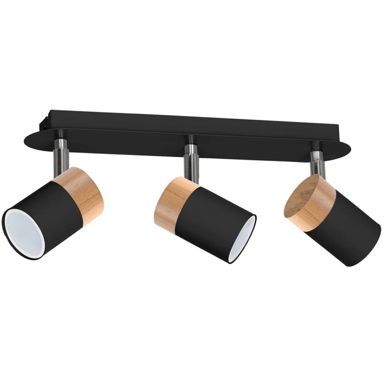 Lampa sufitowa listwa natynkowa JOKER BLACK/WOOD 3xGU10 MLP6304 Milagro 3x GU10 34cm Spot oprawa oświetleniowa nowoczesna ścienna Industrialna Loft nawierzchniowa metal czarny czarna drewno czarno drewniana Inspiracje Premium