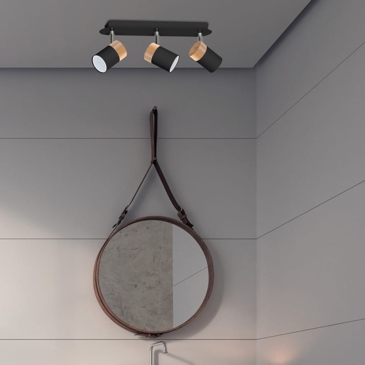 Lampa sufitowa listwa natynkowa JOKER BLACK/WOOD 3xGU10 MLP6304 Milagro 3x GU10 34cm Spot oprawa oświetleniowa nowoczesna ścienna Industrialna Loft nawierzchniowa metal czarny czarna drewno czarno drewniana Inspiracje Premium