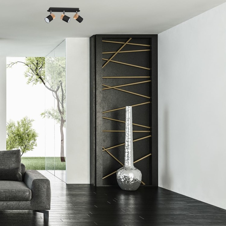 Lampa sufitowa listwa natynkowa JOKER BLACK/WOOD 3xGU10 MLP6304 Milagro 3x GU10 34cm Spot oprawa oświetleniowa nowoczesna ścienna Industrialna Loft nawierzchniowa metal czarny czarna drewno czarno drewniana Inspiracje Premium