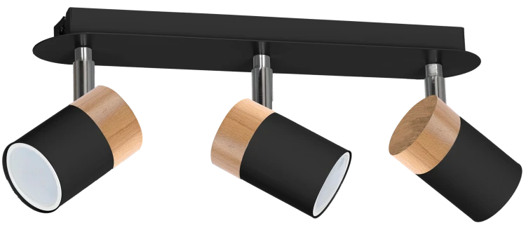 Lampa sufitowa listwa natynkowa JOKER BLACK/WOOD 3xGU10 MLP6304 Milagro 3x GU10 34cm Spot oprawa oświetleniowa nowoczesna ścienna Industrialna Loft nawierzchniowa metal czarny czarna drewno czarno drewniana Inspiracje Premium